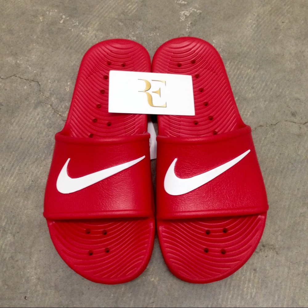 REDS NIKE KAWA SHOWER SANDALS SWOOSH WHITES WATER